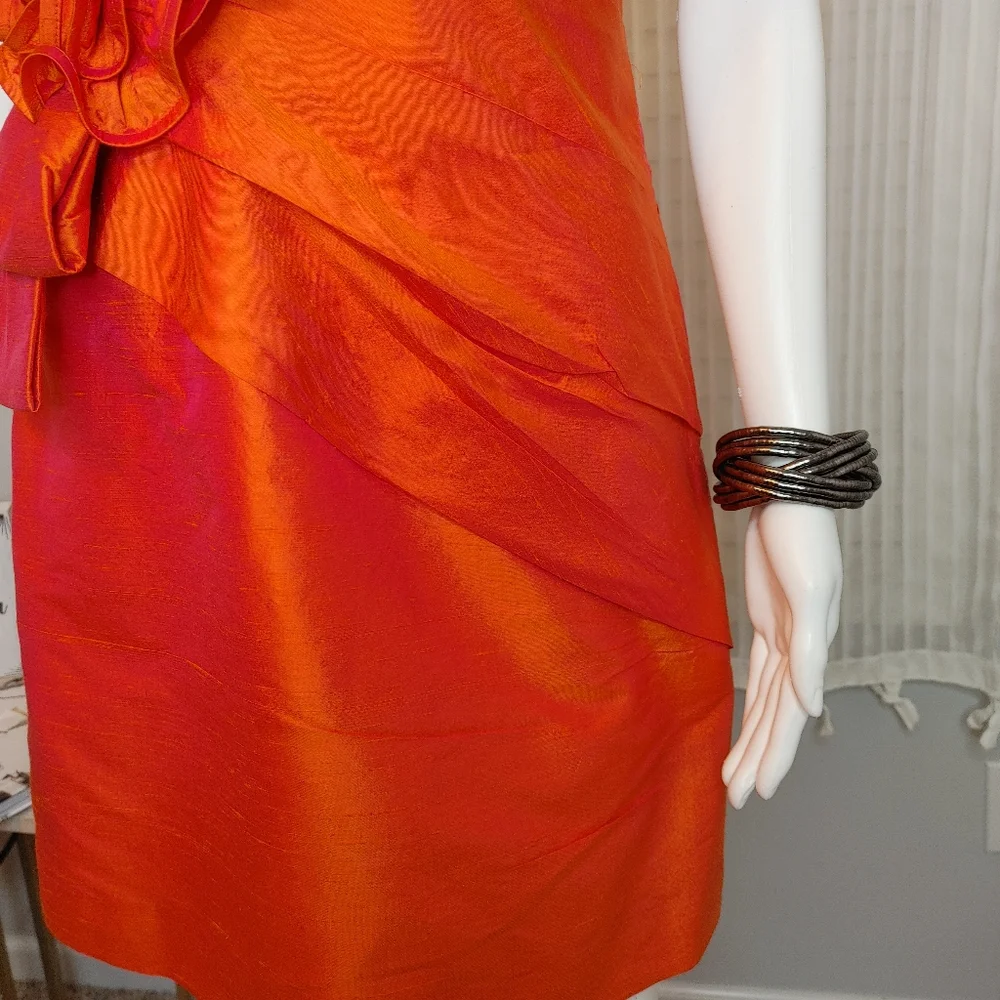 PHOEBE COUTURE "OPANGE" SILK COCKTAIL DRESS 4 - Picture 4 of 13